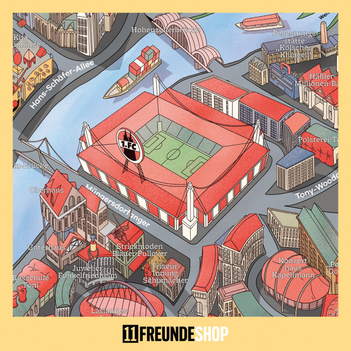 Fußballstadt Köln - alternativiver Stadtplan als Geschenkidee für Fans vom 1. FC Köln