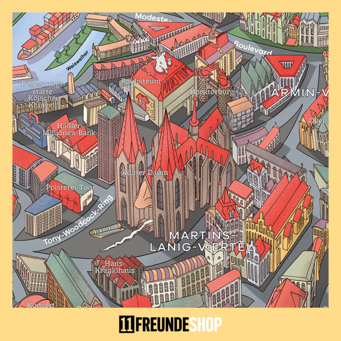 Fußballstadt Köln - alternativiver Stadtplan als Geschenkidee für Fans vom 1. FC Köln