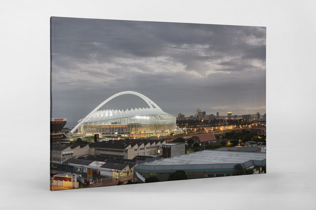 Moses-Mabhida-Stadion bei Dämmerung als Leinwand auf Keilrahmen gezogen