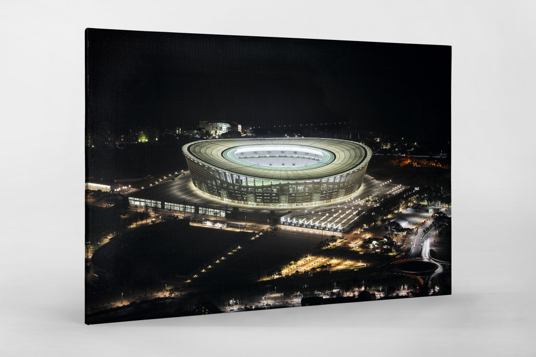 Cape Town Stadium bei Nacht als Leinwand auf Keilrahmen gezogen