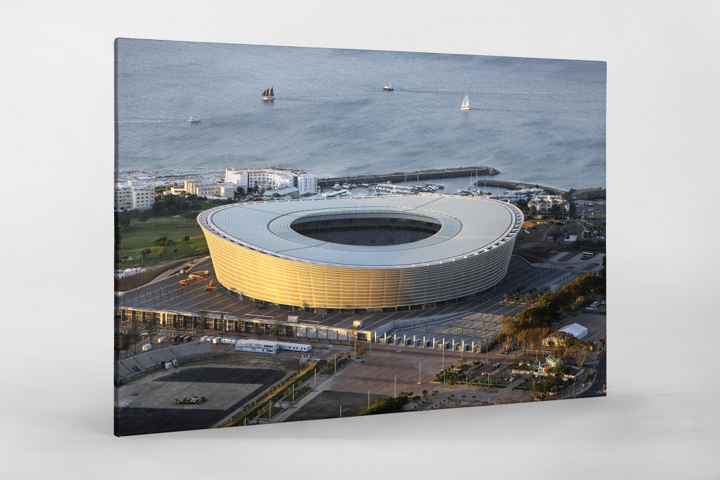 Cape Town Stadium und Segelboote als Leinwand auf Keilrahmen gezogen