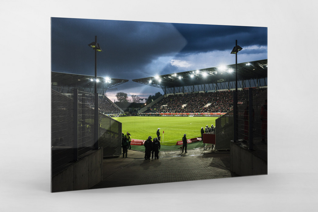 Blick in das Stadion Essen als Direktdruck auf Alu-Dibond hinter Acrylglas