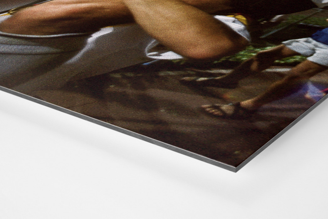 Klinsi trägt Rudi als auf Alu-Dibond kaschierter Fotoabzug (Detail)