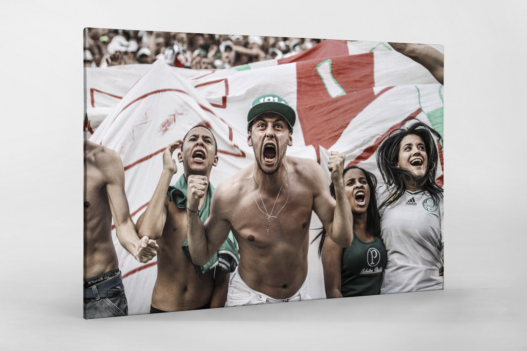 Palmeiras Fan Celebrating als Leinwand auf Keilrahmen gezogen