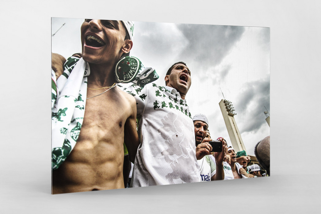 Palmeiras Fans In The Stand als Direktdruck auf Alu-Dibond hinter Acrylglas