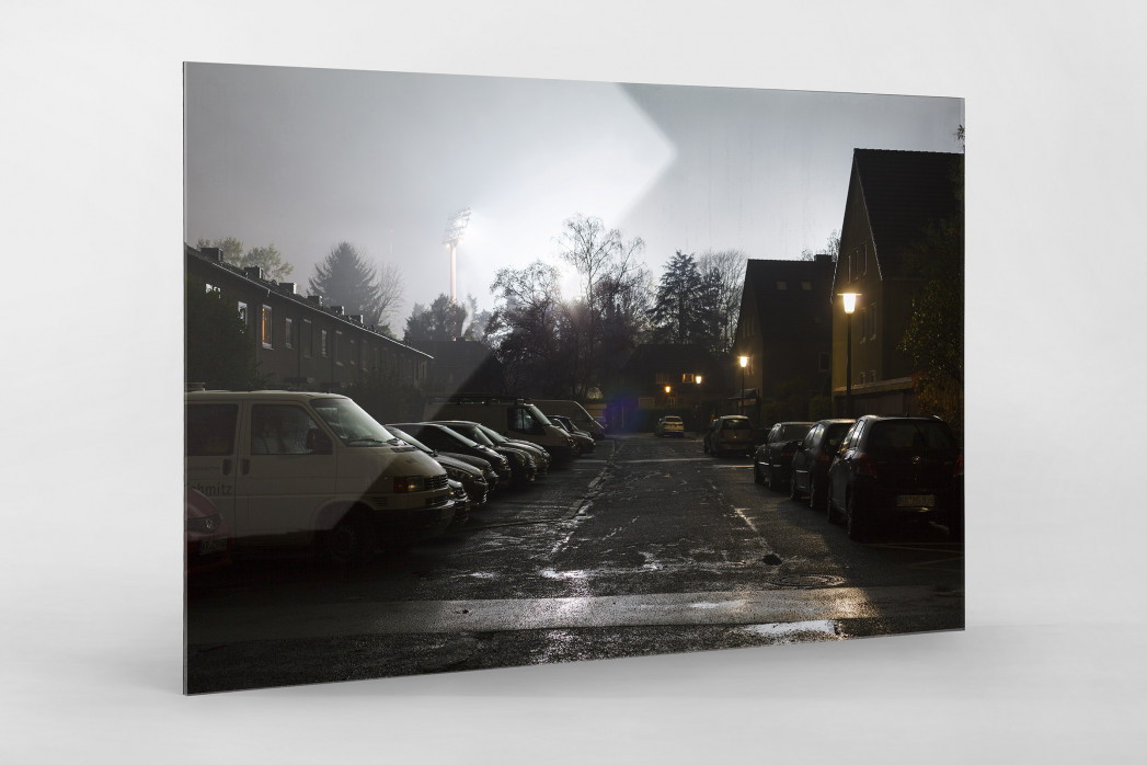 Grotenburg-Stadion bei Flutlicht als Direktdruck auf Alu-Dibond hinter Acrylglas