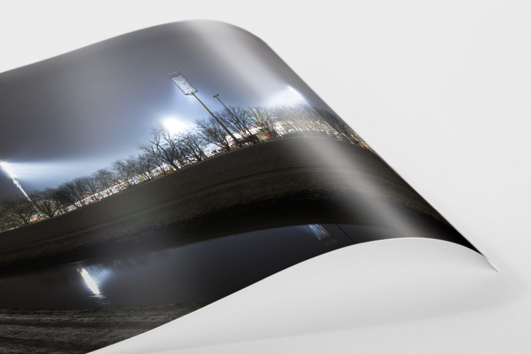 Niederrheinstadion bei Flutlicht (Farbe) als FineArt-Print