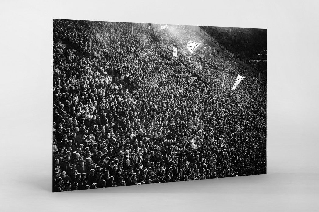 Gelbe Wand - Schwarzweiss (Querformat) als auf Alu-Dibond kaschierter Fotoabzug