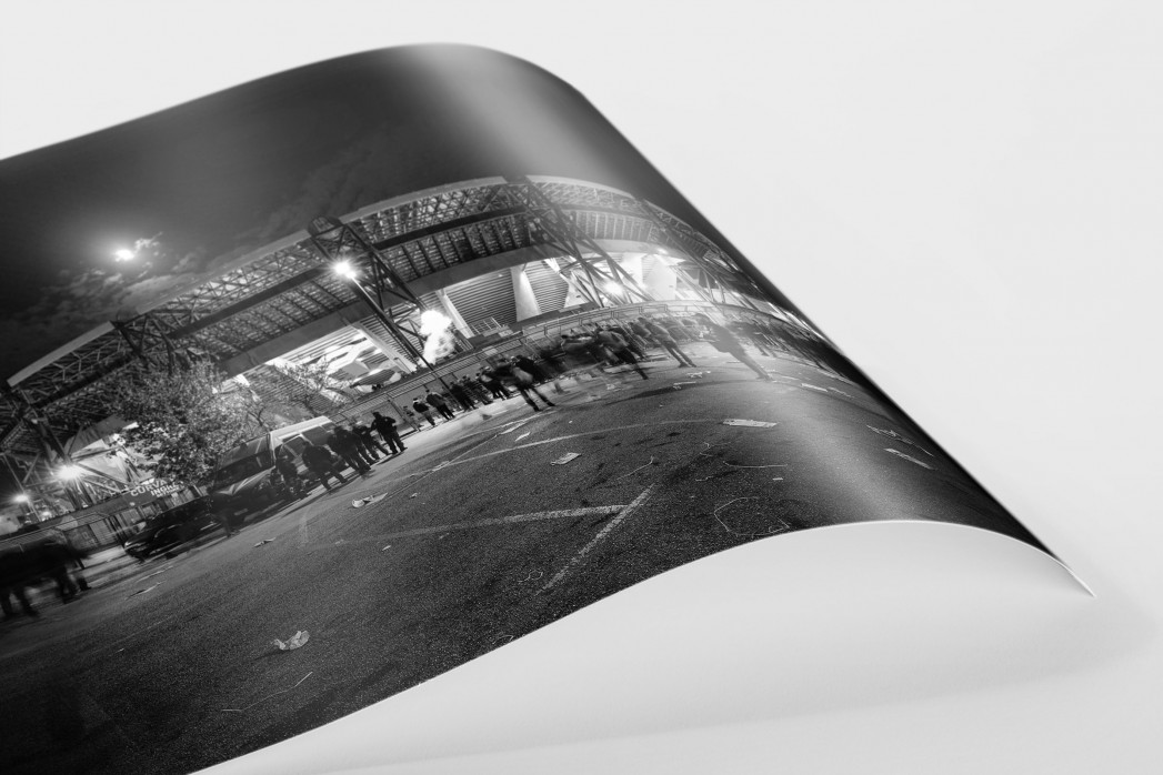 Stadio San Paolo bei Flutlicht (SW) als FineArt-Print
