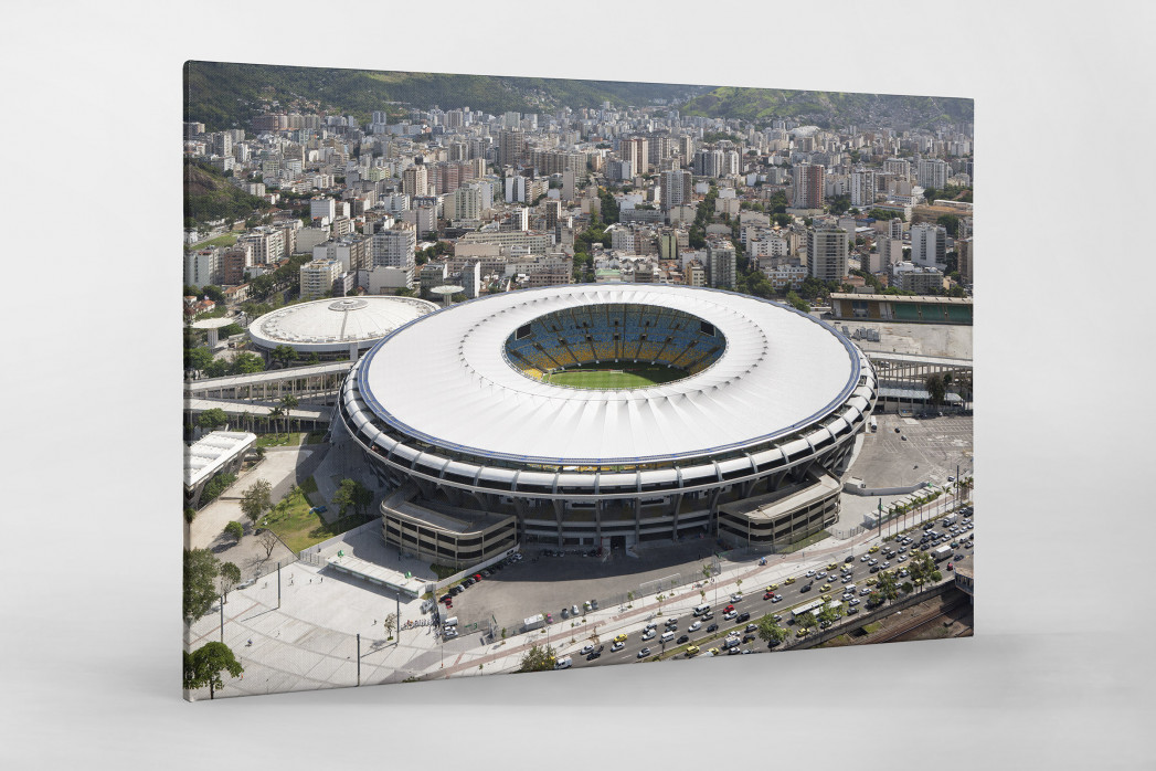 Maracana und Skyline Rio als Leinwand auf Keilrahmen gezogen