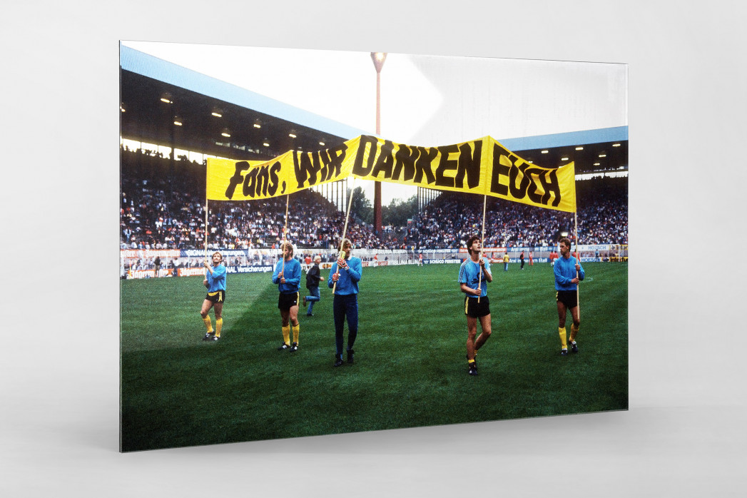 BVB dankt Fans als Direktdruck auf Alu-Dibond hinter Acrylglas