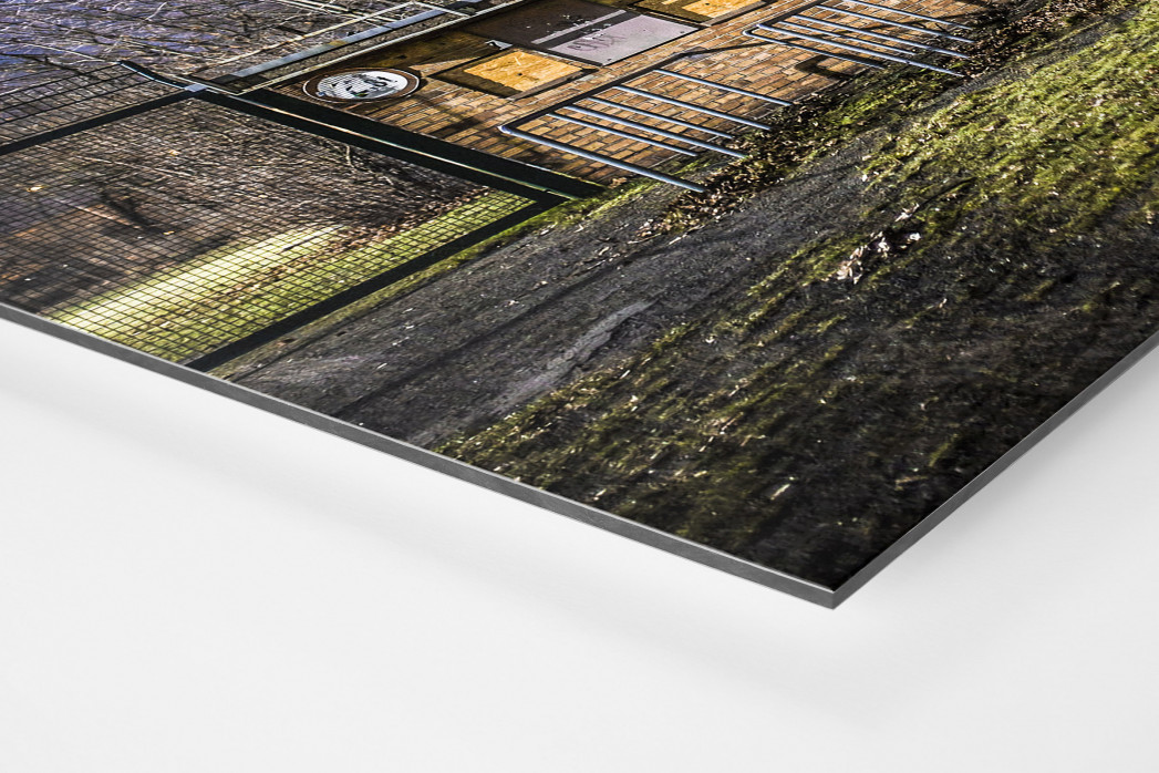 Kartenhäuschen Mommsenstadion als auf Alu-Dibond kaschierter Fotoabzug (Detail)