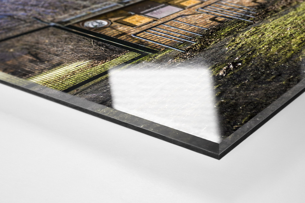 Kartenhäuschen Mommsenstadion als Direktdruck auf Alu-Dibond hinter Acrylglas (Detail)