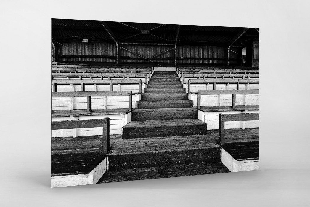 Tribüne Rudolf-Kalweit-Stadion (Schwarzweiß) als auf Alu-Dibond kaschierter Fotoabzug