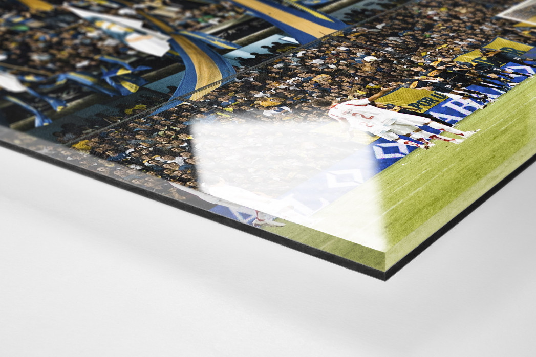 Boca Juniors Fankurve als Direktdruck auf Alu-Dibond hinter Acrylglas (Detail)