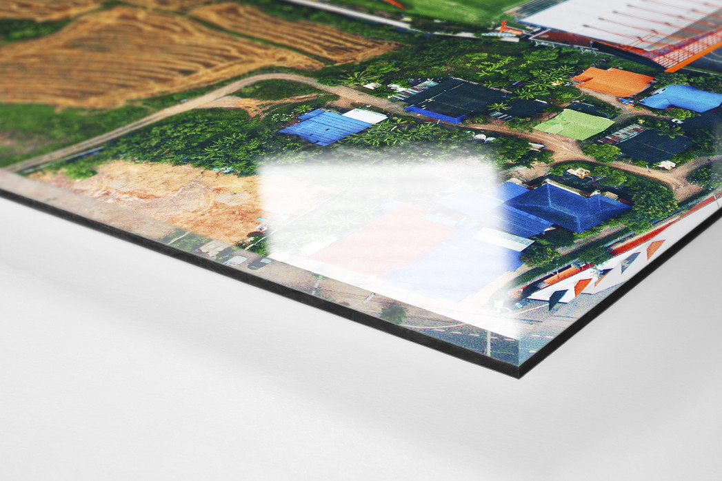 Vogelperspektive Mitr Phol Stadium als Direktdruck auf Alu-Dibond hinter Acrylglas (Detail)