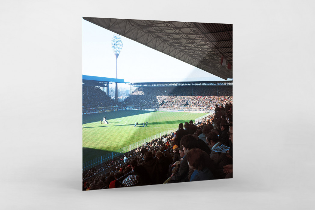 Westfalenstadion 1976 als Direktdruck auf Alu-Dibond hinter Acrylglas