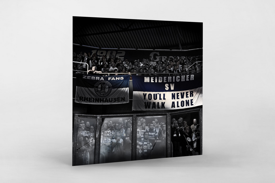 MSV Fans auf der Tribüne als auf Alu-Dibond kaschierter Fotoabzug