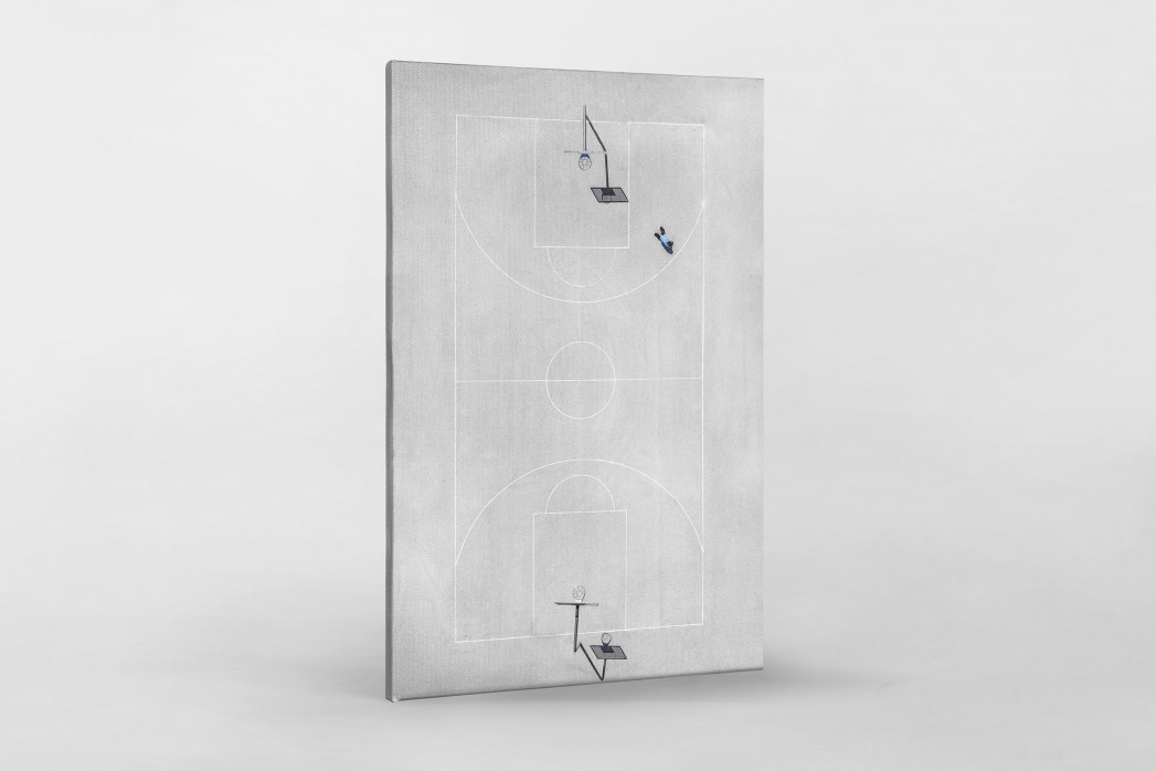 Basketballplatz aus der Vogelperspektive als Leinwand auf Keilrahmen gezogen