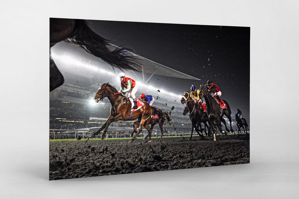 Galopprennbahn in Meydan als auf Alu-Dibond kaschierter Fotoabzug