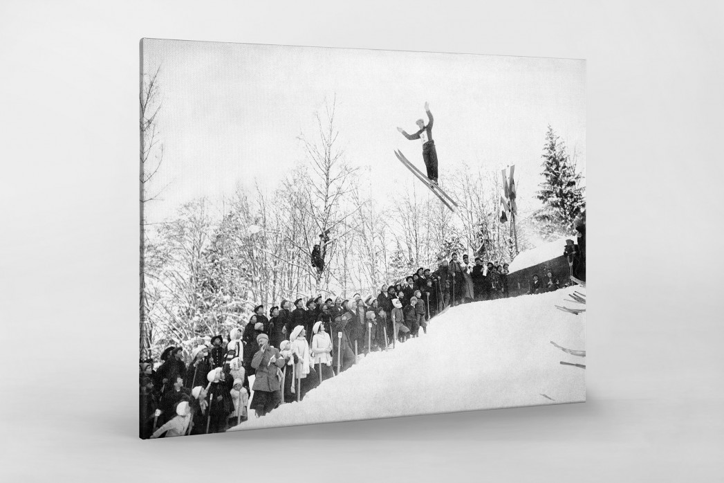 Skisprung in Chamonix als Leinwand auf Keilrahmen gezogen