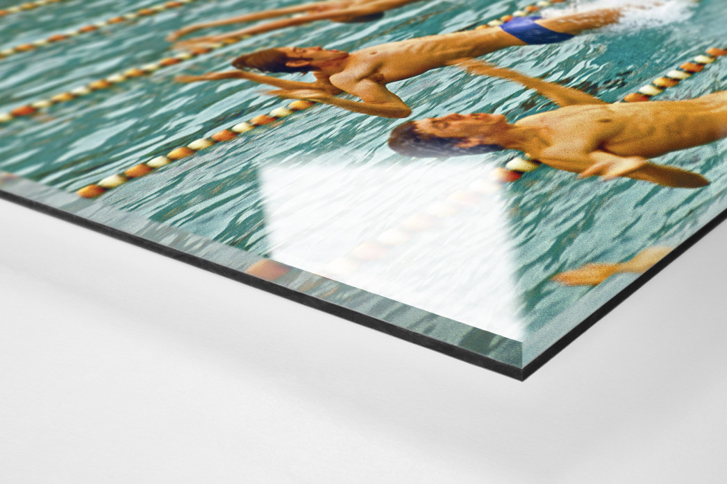 Rückwärts ins Wasser als Direktdruck auf Alu-Dibond hinter Acrylglas (Detail)