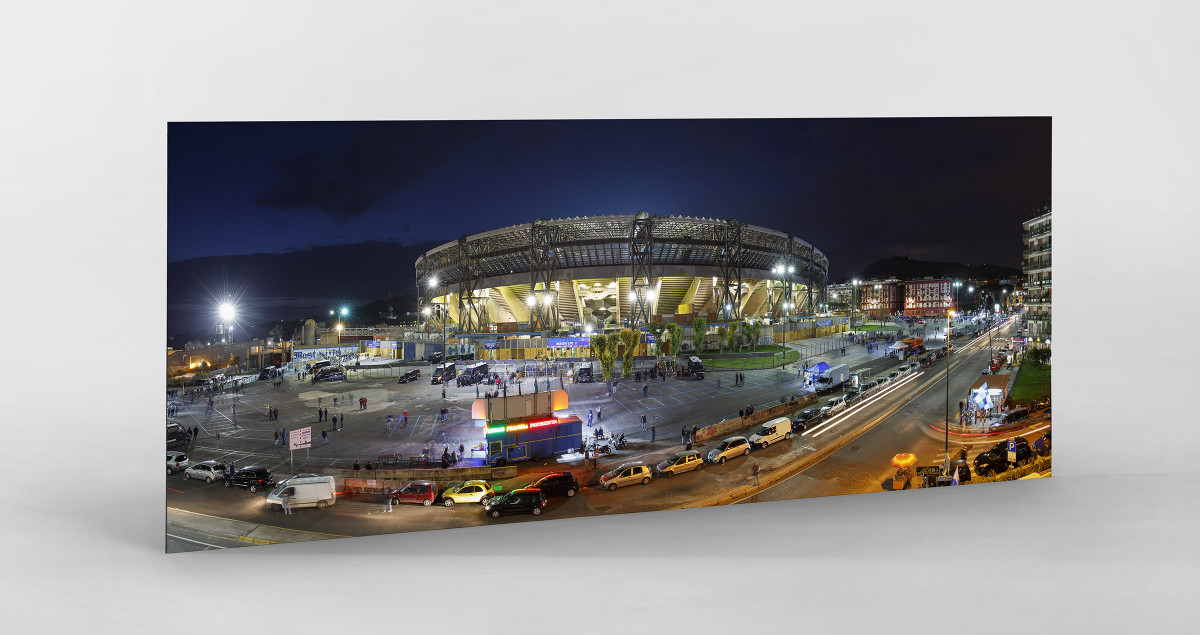 Stadio San Paolo bei Flutlicht (Panorama) als auf Alu-Dibond kaschierter Fotoabzug