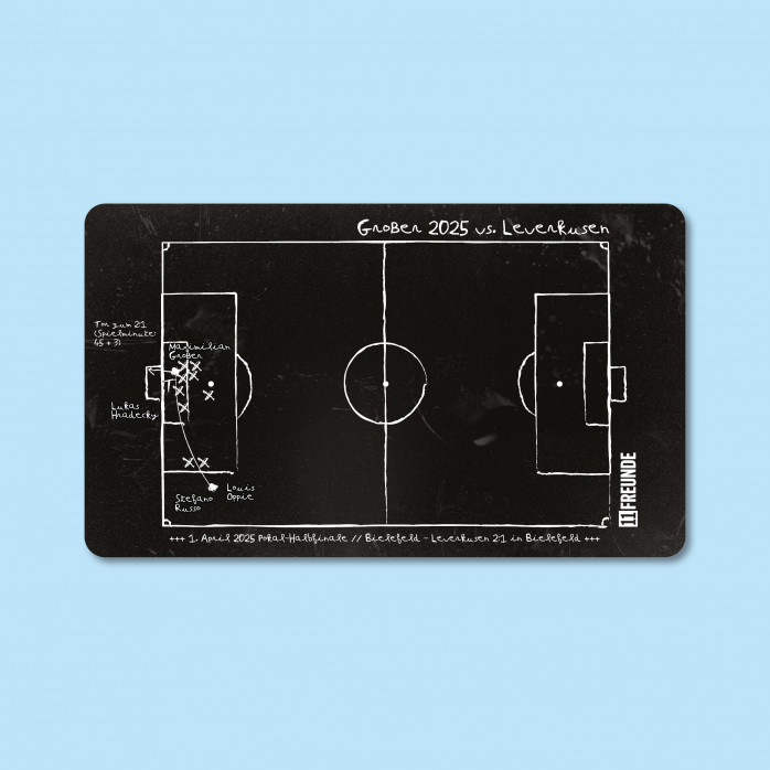 Frühstücksbrettchen: Spielzug zum Siegtor Arminia Bielefeld gegen Leverkusen 1. April 2025