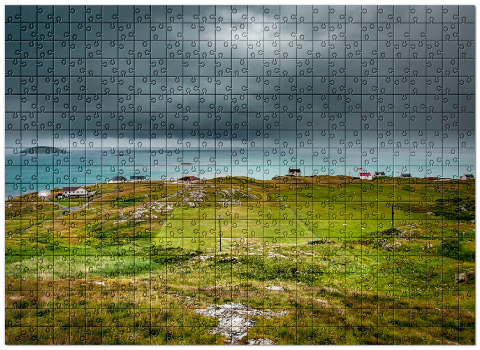 Puzzle: Rasenplatz an der schottischen Küste Schönes Puzzle