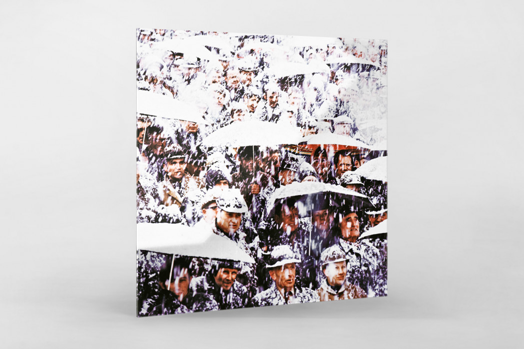 Schnee auf den Rängen - Wandbild Fußballfans 1968
