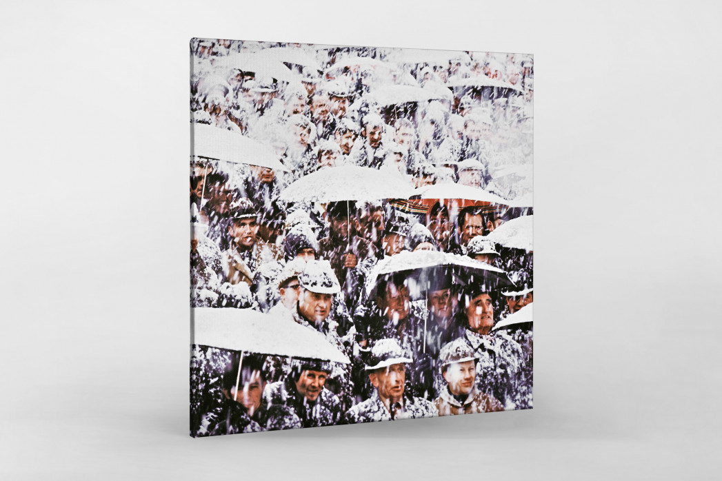 Schnee auf den Rängen - Wandbild Fußballfans 1968