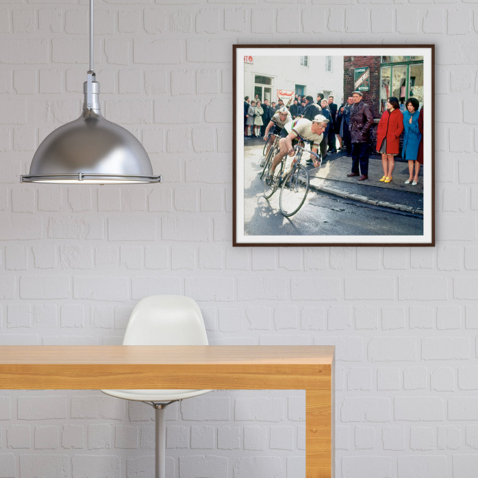 Wandbild: Altig und Merckx in Geraardsbergen 1967 - Paris-Roubaix Eintagesrennen - historische Radsport Fotografie