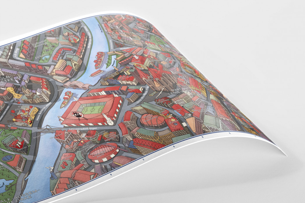 Fußballstadt Köln - alternativiver Stadtplan als Geschenkidee für Fans vom 1. FC Köln
