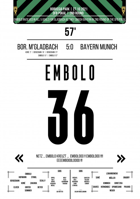 Embolo vs. Bayern - Moments Of Fame - Posterserie 11FREUNDE SHOP