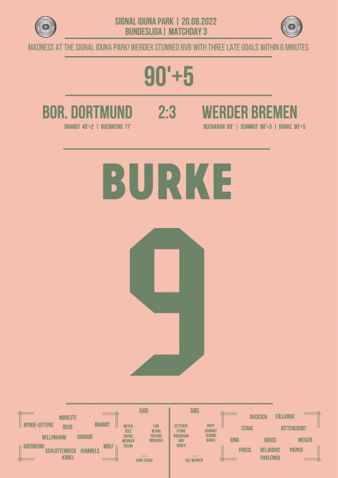 Poster: Oliver Burke vs. Dortmund - Siegtreffer für Werder Bremen nach Aufholjagd 