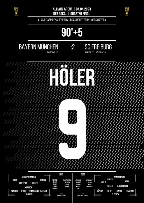 Poster: Lucas Höler vs. München - Siegtreffer des SC Freiburg bei den Bayern im DFB Pokal 2023