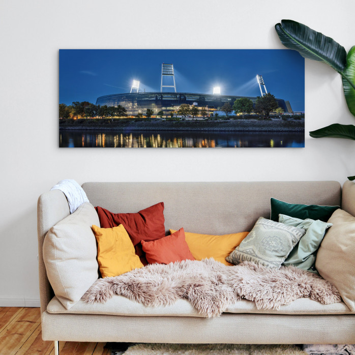 Weserstadion bei Flutlicht (Panorama) - Wandbild