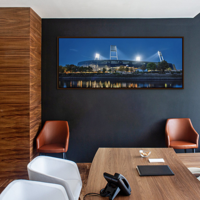 Wandbild: - von Bremen Stadions (Panorama) Weserstadion Außenaufnahme Werder bei des Flutlicht