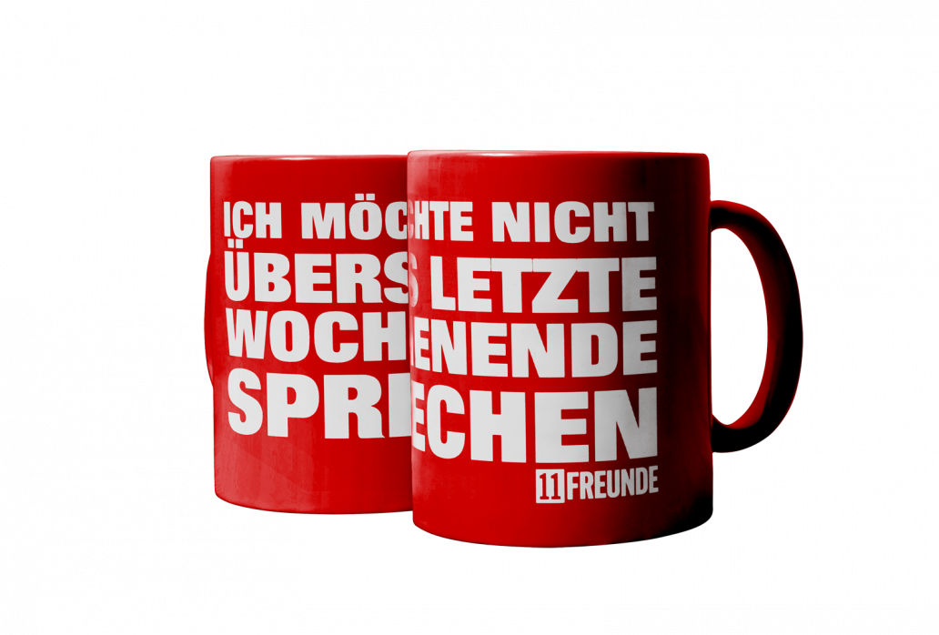 Kaffeebecher: Ich möchte nicht übers letzte Wochenende sprechen 11FREUNDE (rote Tasse)