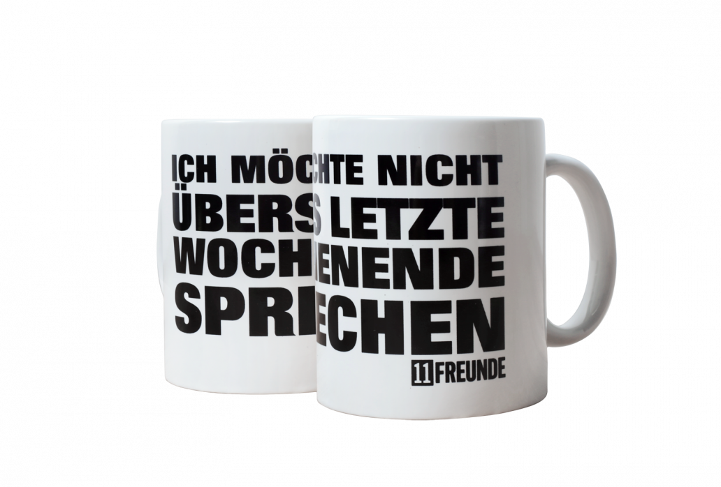 Kaffeebecher: Ich möchte nicht übers letzte Wochenende sprechen 11FREUNDE (weiße Tasse)