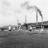 Schornsteine im Stade Geoffroy-Guichard - AS St. Etienne Schwarzweiß-Foto als Wandbild