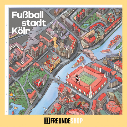 Fußballstadt Köln - alternativiver Stadtplan als Geschenkidee für Fans vom 1. FC Köln