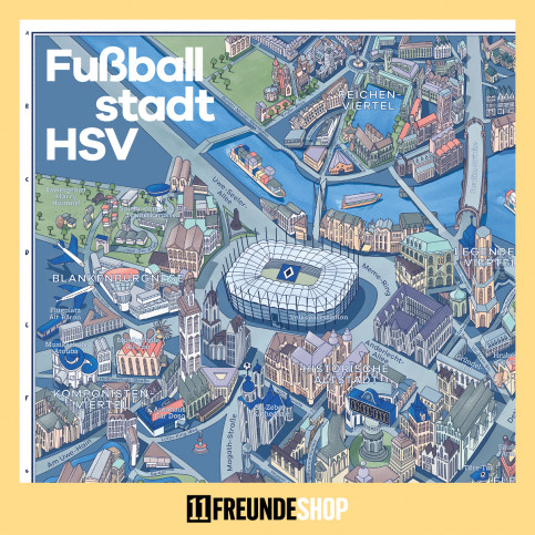 Fußballstadt Hamburg (Stadtplan mit HSV-Wortspielen / Design: Paul Grabowski)