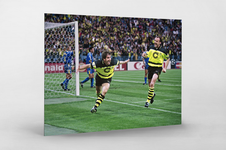 Riedle und Kohler jubeln - Fußball Foto Wandbild - 11FREUNDE SHOP