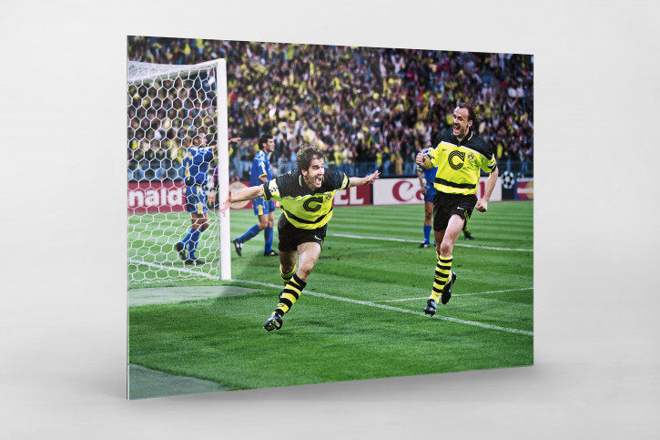 Riedle und Kohler jubeln - Fußball Foto Wandbild - 11FREUNDE SHOP