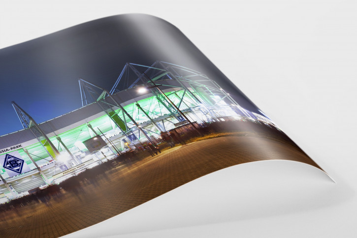 Borussia Park bei Flutlicht (Panorama) - Fußball Foto Wandbild - 11FREUNDE SHOP