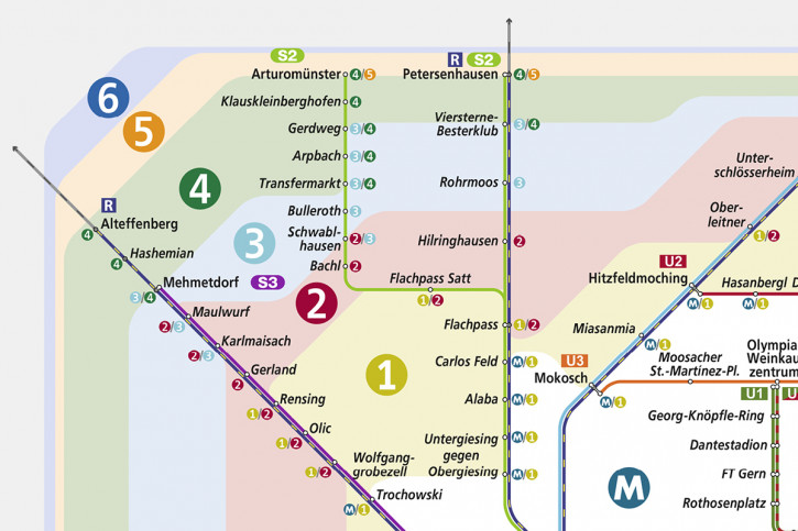 Fussballnetz München - Alternativer Streckennetzplan für den Münchner Nahverkehr als Poster