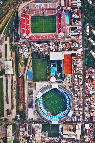 Vogelperspektive Nachbarstadien in Argentinien - Stadion Wandbild - 11FREUNDE SHOP