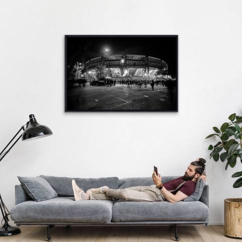 Stadio San Paolo bei Flutlicht (SW) - Fußball Wandbild - 11FREUNDE SHOP