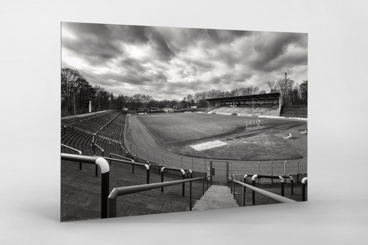 Stadion am Schloss Strünkede in Schwarzweiß - Westfalia Herne Foto von Christoph Buckstegen als Wandbild